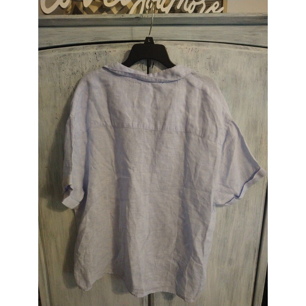 Tahari Casual Light Blue Linen Button-Up Shirt‎ - Picture 4 of 8